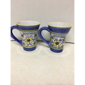 2 Romana Sambuca Cappuccino Espresso Coffee Floral Ceramic 8 oz  Mugs